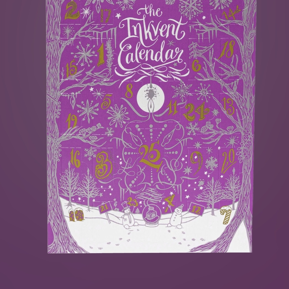 Purple and Gold Office Calendar with Ornate Design